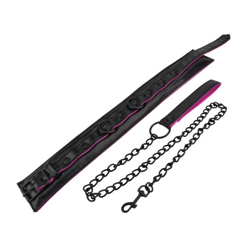 Bound to Please Pink & Black Bondage Collar & Leash - Image 3